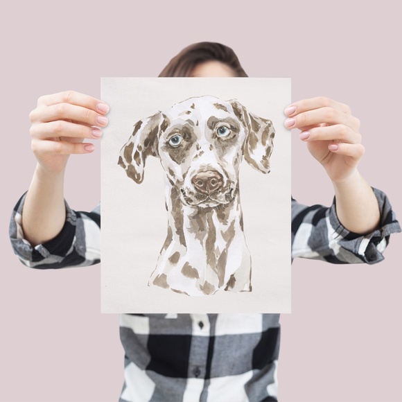 Watercolor Dalmatian Brown Dog Wall Art Illustration Print Poster Card Unframed - Picture 4 of 7